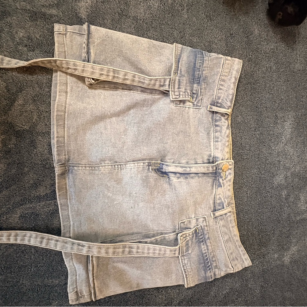 Light blue Gray Denim Mini Skirt